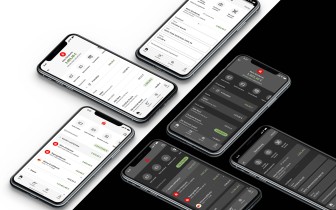 Collection of light and dark screens of the new app Sparkasse