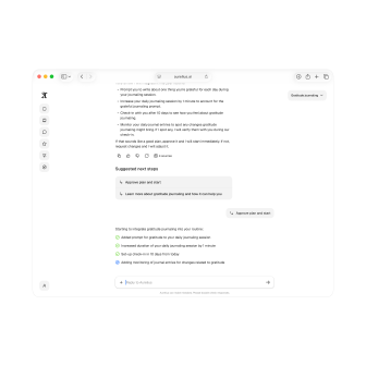 Conversation with Aurelius, an AI journaling companion, showing how it asks for approval