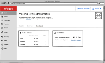 ePages Now E-Commerce Software Administration Mockup