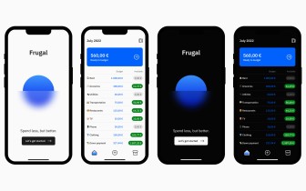 Light and dark mode designs of Frugal
